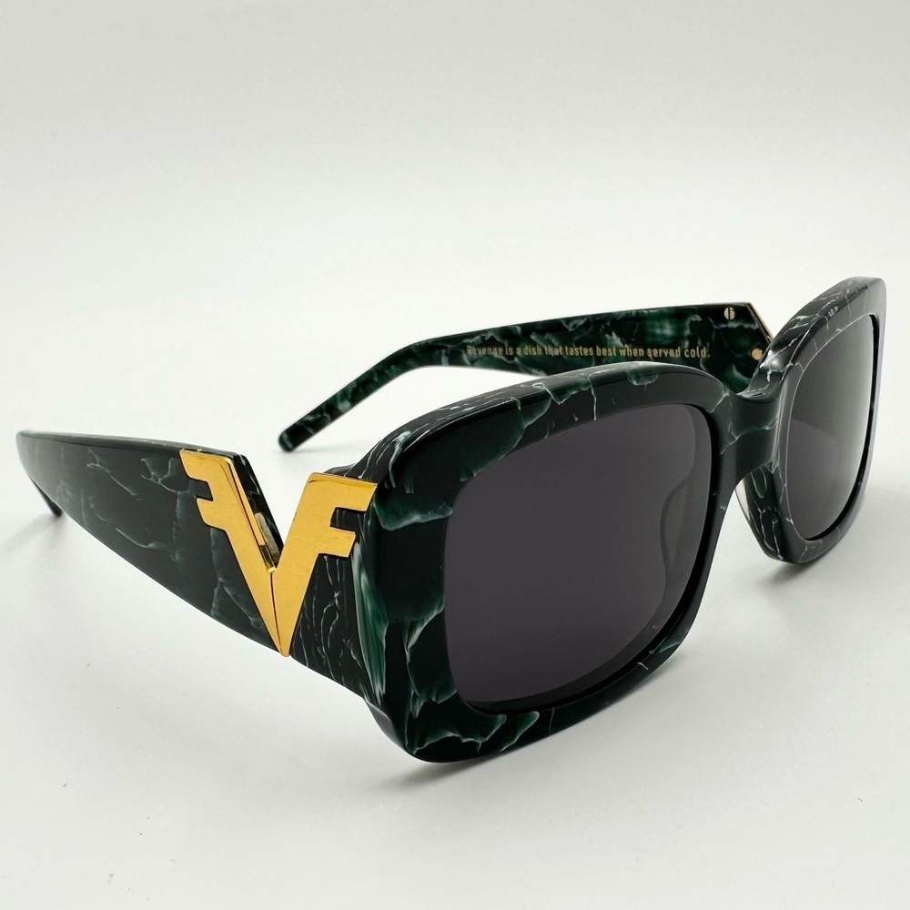 VINTAGE FRAMES COMPANY Vf Godfather Rectangle Sunglasses - Black/Green Marble